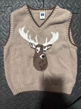 Jamie and Jack Deer V-Neck Sweater Vest in Tan 3